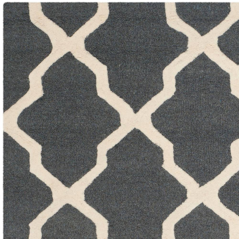 SAFAVIEH Cambridge Liam Geometric Wool Area Rug, Dark Grey/Ivory, 4' x 4' Square