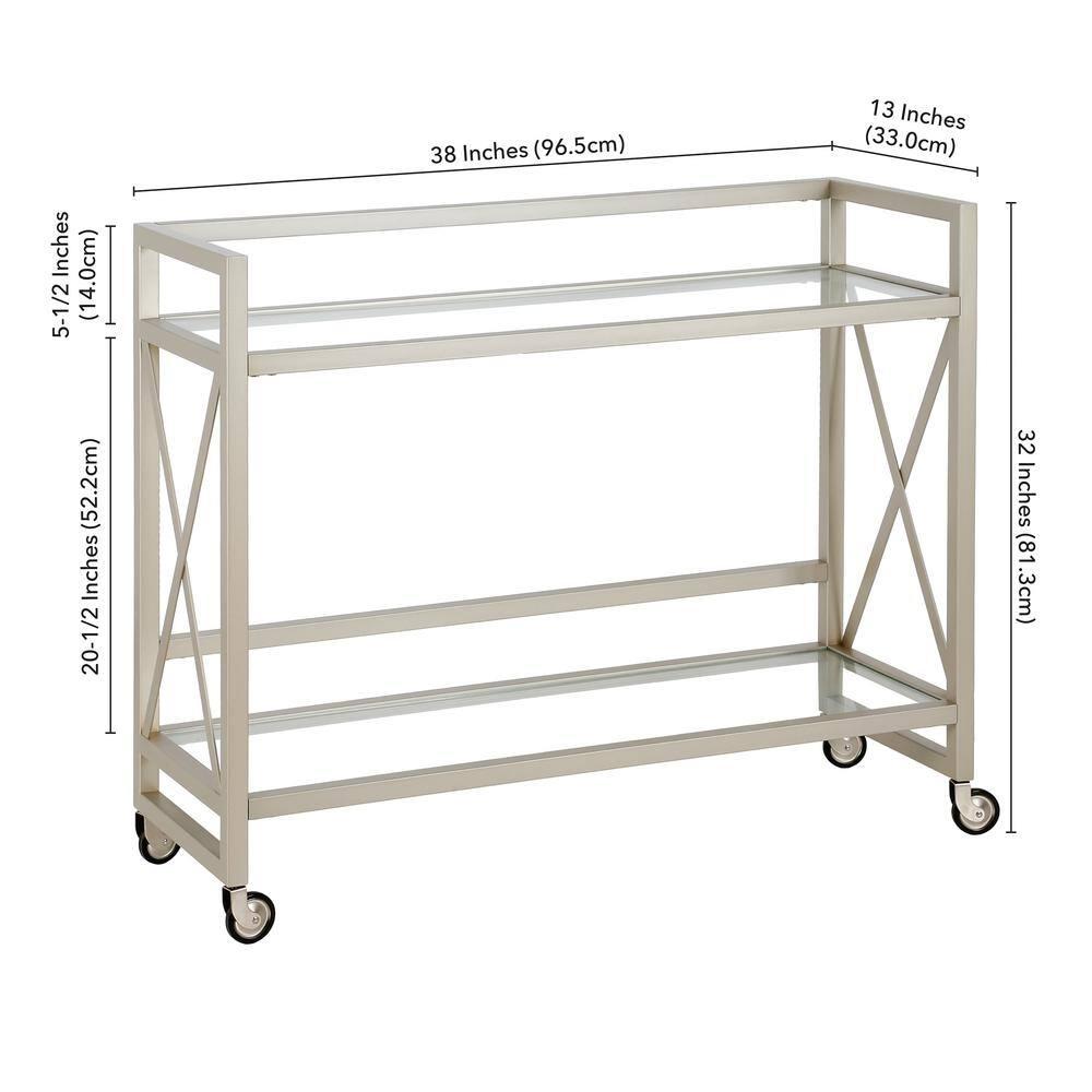 Evelyn&Zoe Contemporary Metal Bar Cart with Glass Shelf