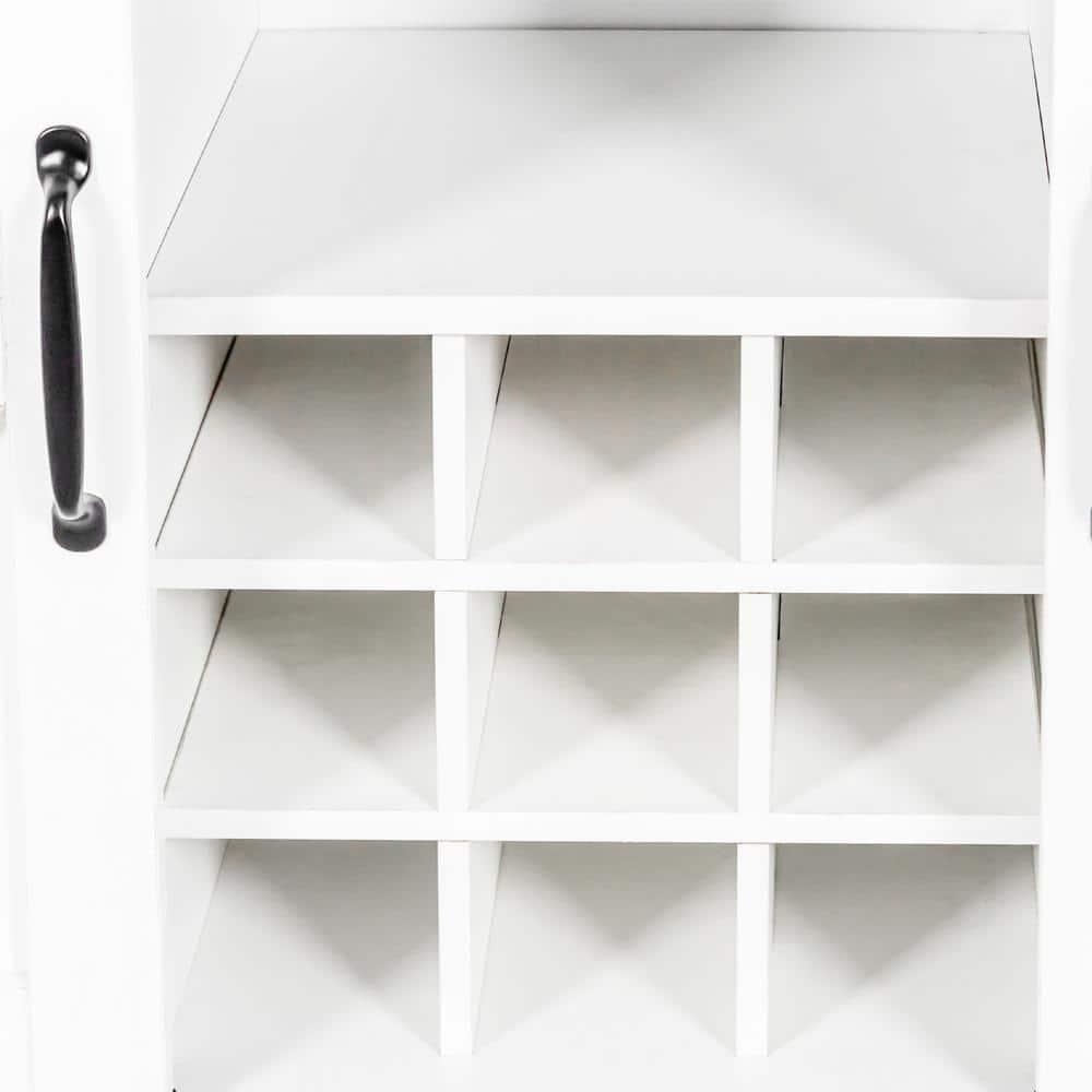 47.24 in. White and Dark Brown MDF Coffee Bar Wine Cabinet with Sliding Barn Door