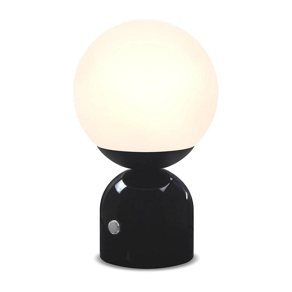 Brightech Mila 10" Modern LED Table Lamp with Black Marble Base and Frosted Globe Shade, 3-Way Dimming