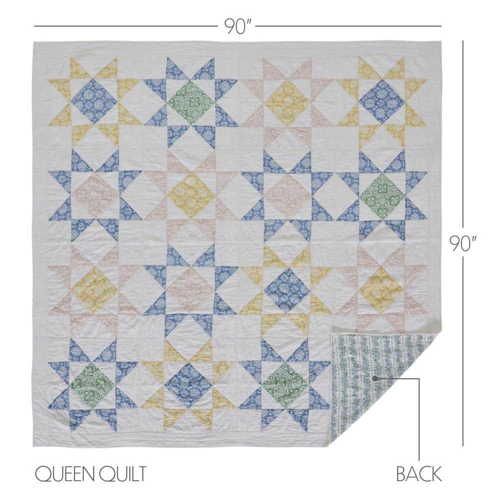 VHC Brands Jolie, Farmhouse Quilt Reversible, Patchwork, Queen, Blue & Green, 90x90