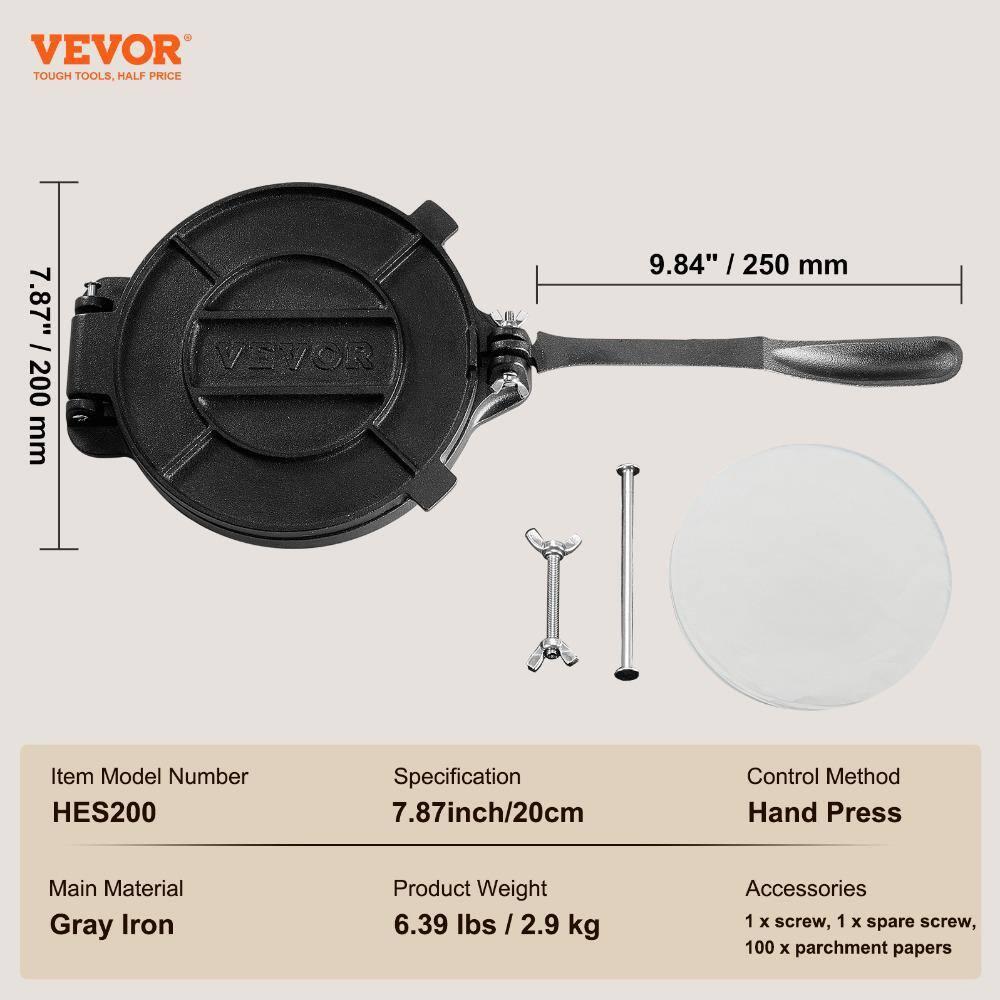 VEVOR VEVOR 8 Inch Tortilla and Roti Maker with 100 Pcs Parchment Paper