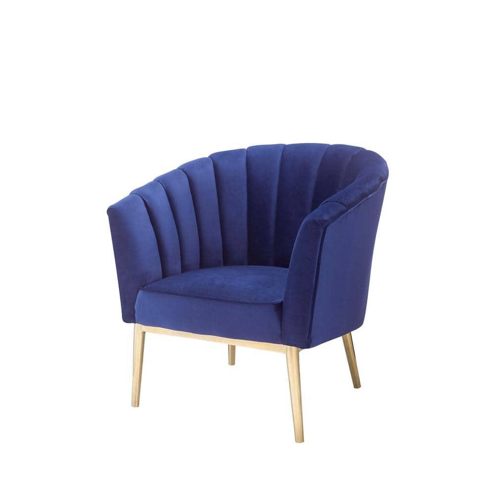31" Colla Accent Chair Midnight Blue Velvet/Gold Finish - Acme Furniture