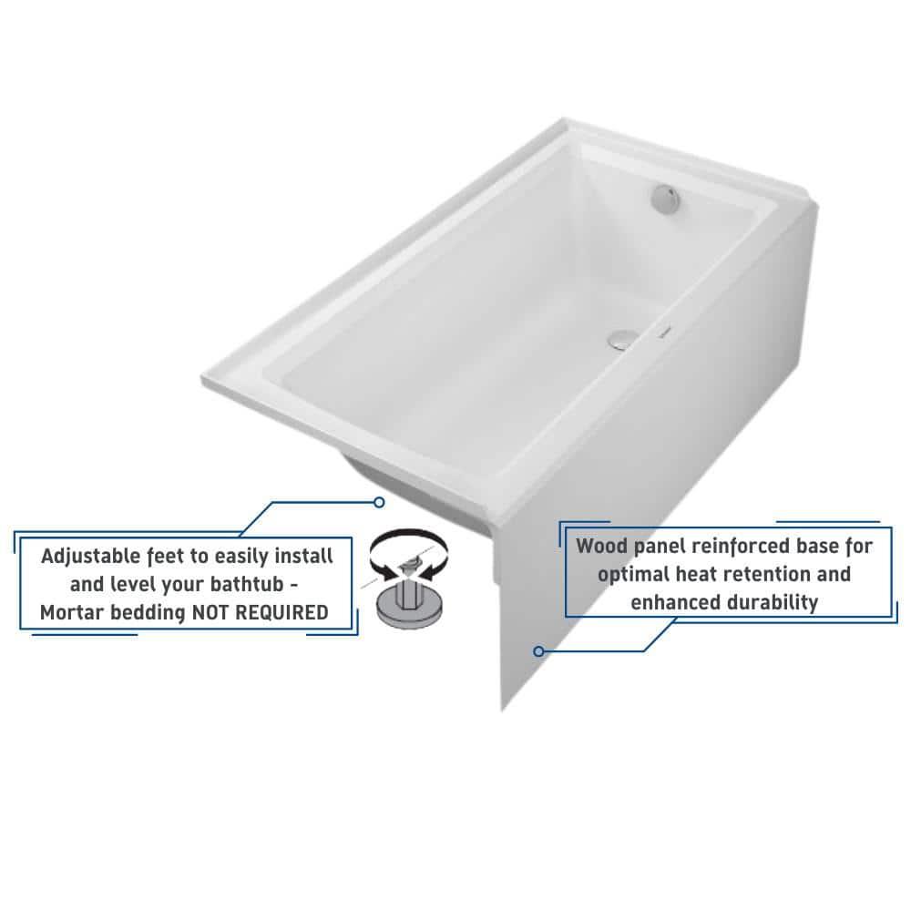 60" x 30" Drop In Soaking Acrylic Bathtub
