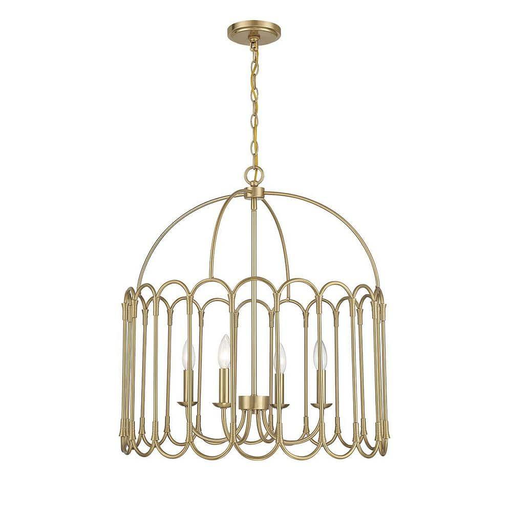 Trade Winds Chloe 4-Light Pendant in Natural Brass