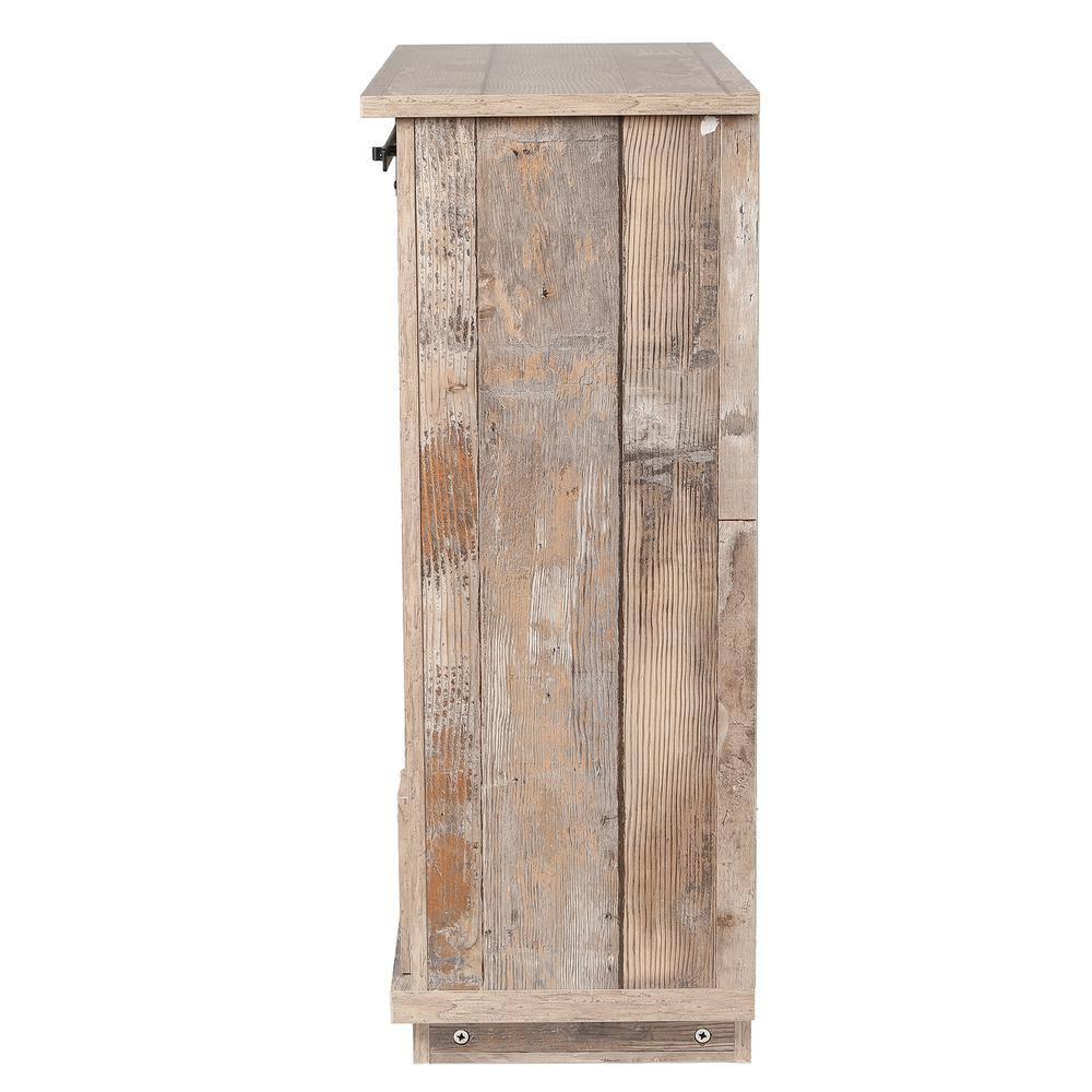 LuxenHome Rustic Wood 4-Drawer 1-Sliding Door Storage Cabinet Brown, White, Gray