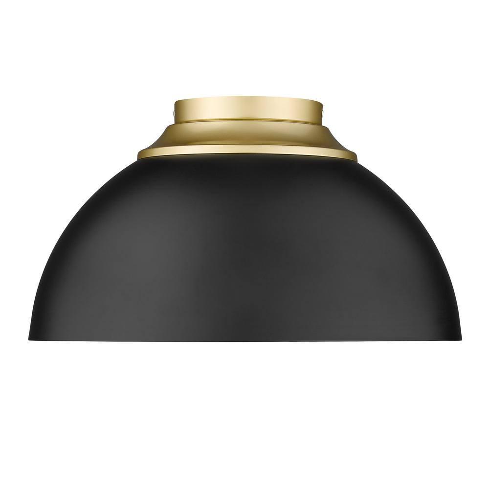 Golden Lighting Zoey 3-Light Flush Mount in Olympic Gold with Matte Black