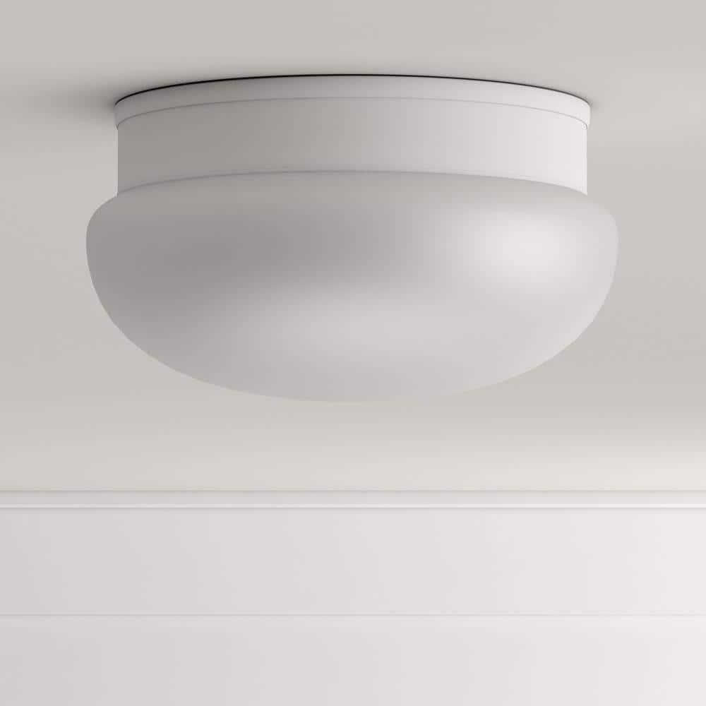 Progress Lighting, Fitter Collection, 2-Light Flush Mount, Brushed Nickel, White Glass Bowl
