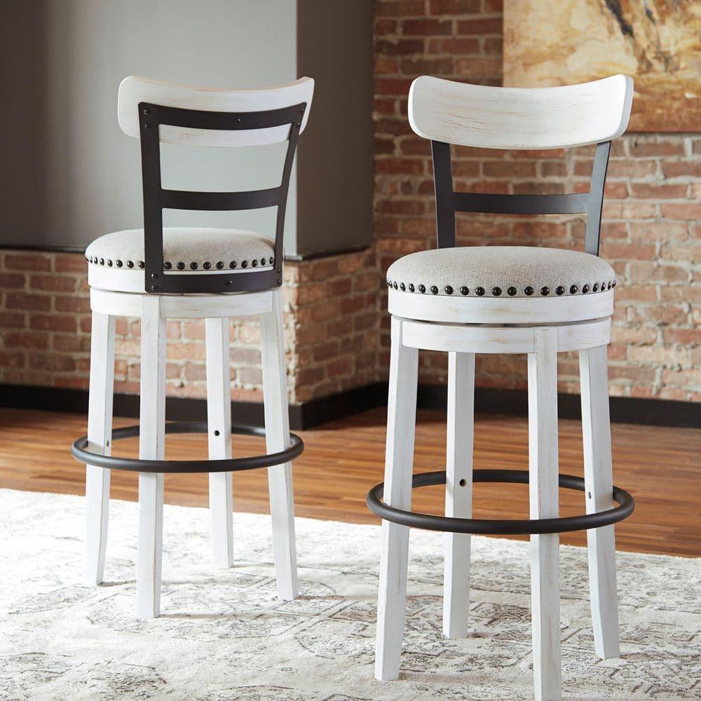 Gracie Oaks Design by Ashley Valebeck Modern Swivel Counter Height Barstool, Whitewash