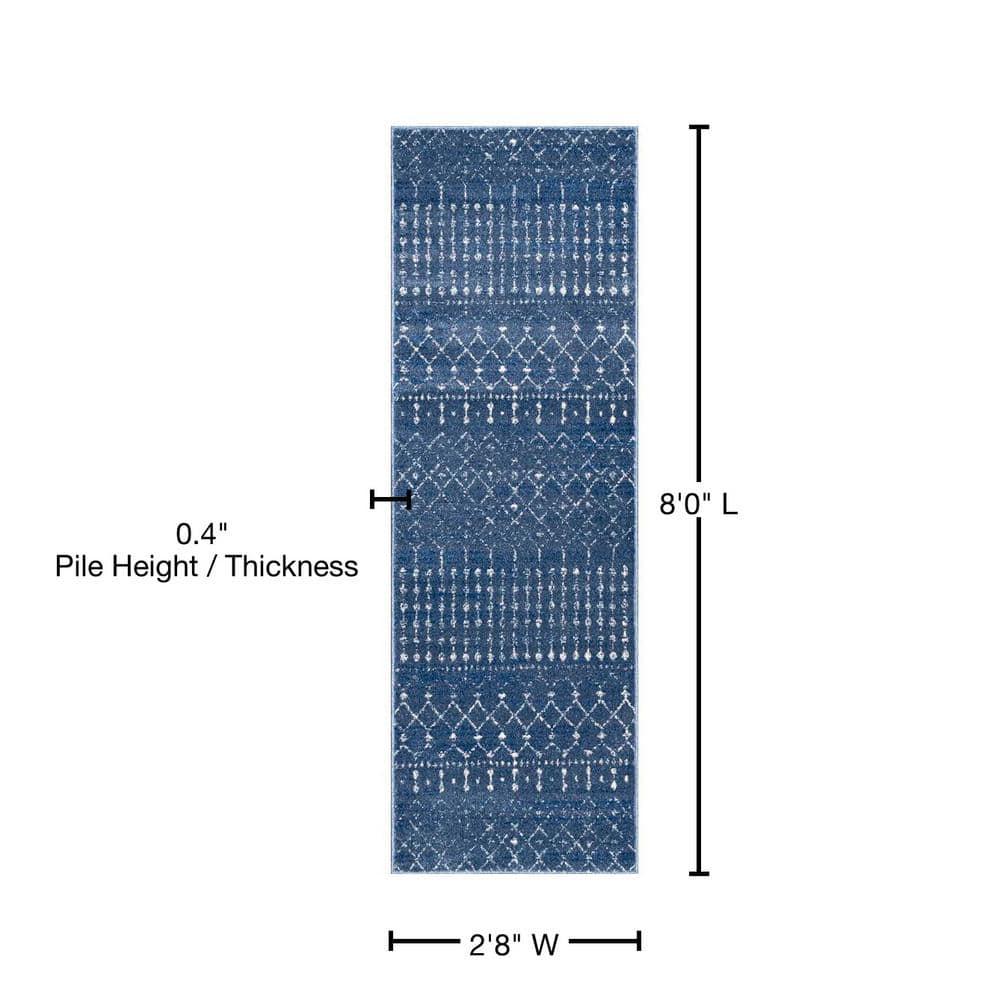 nuLOOM Moroccan Blythe Area Rug, Runner 2' 8" x 8', Dark Blue