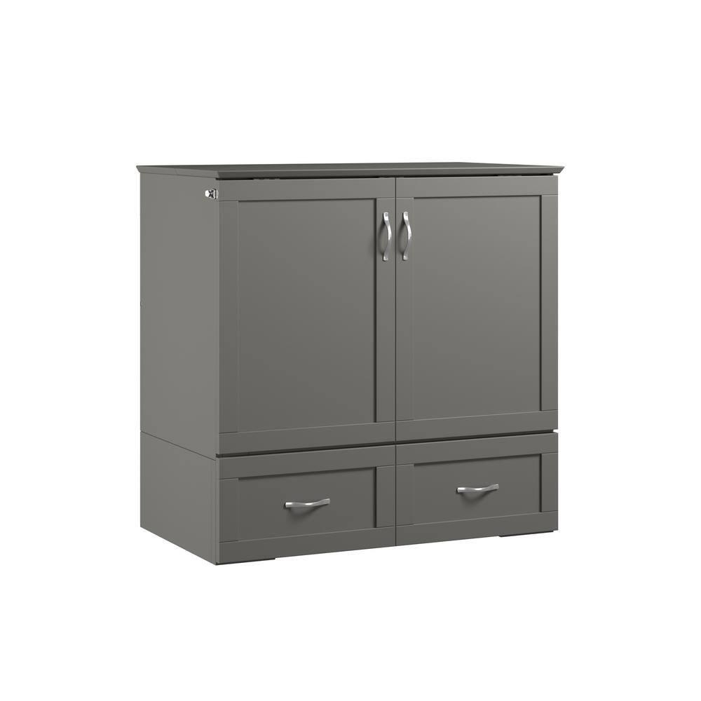 AFI Hamilton Twin XL Solid Wood Murphy Bed Chest with Built-In Charger in Gray