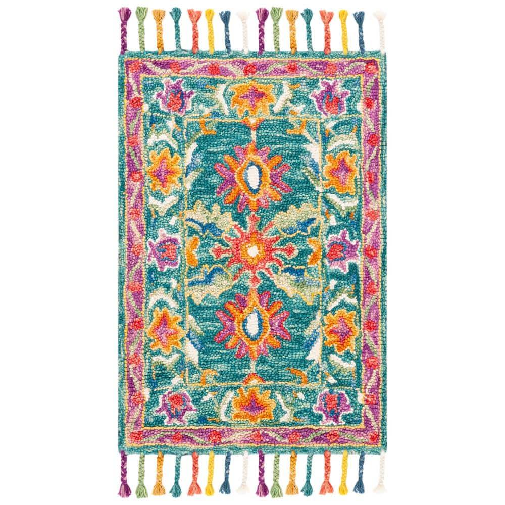 Aspen APN113 Hand Tufted Accent Rug - Turquoise/Purple - 2'3" X 5' - Safavieh.