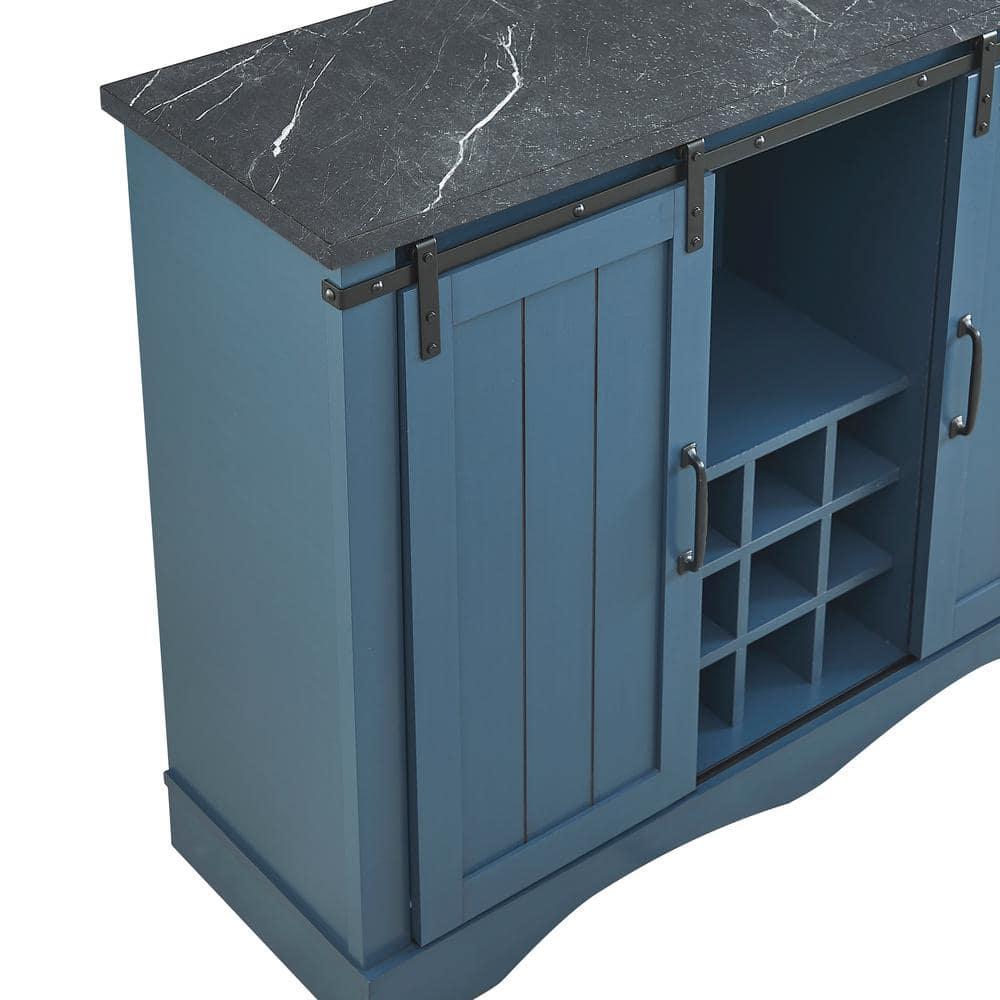 47" Wine Bar Cabinet Navy - Home Essentials