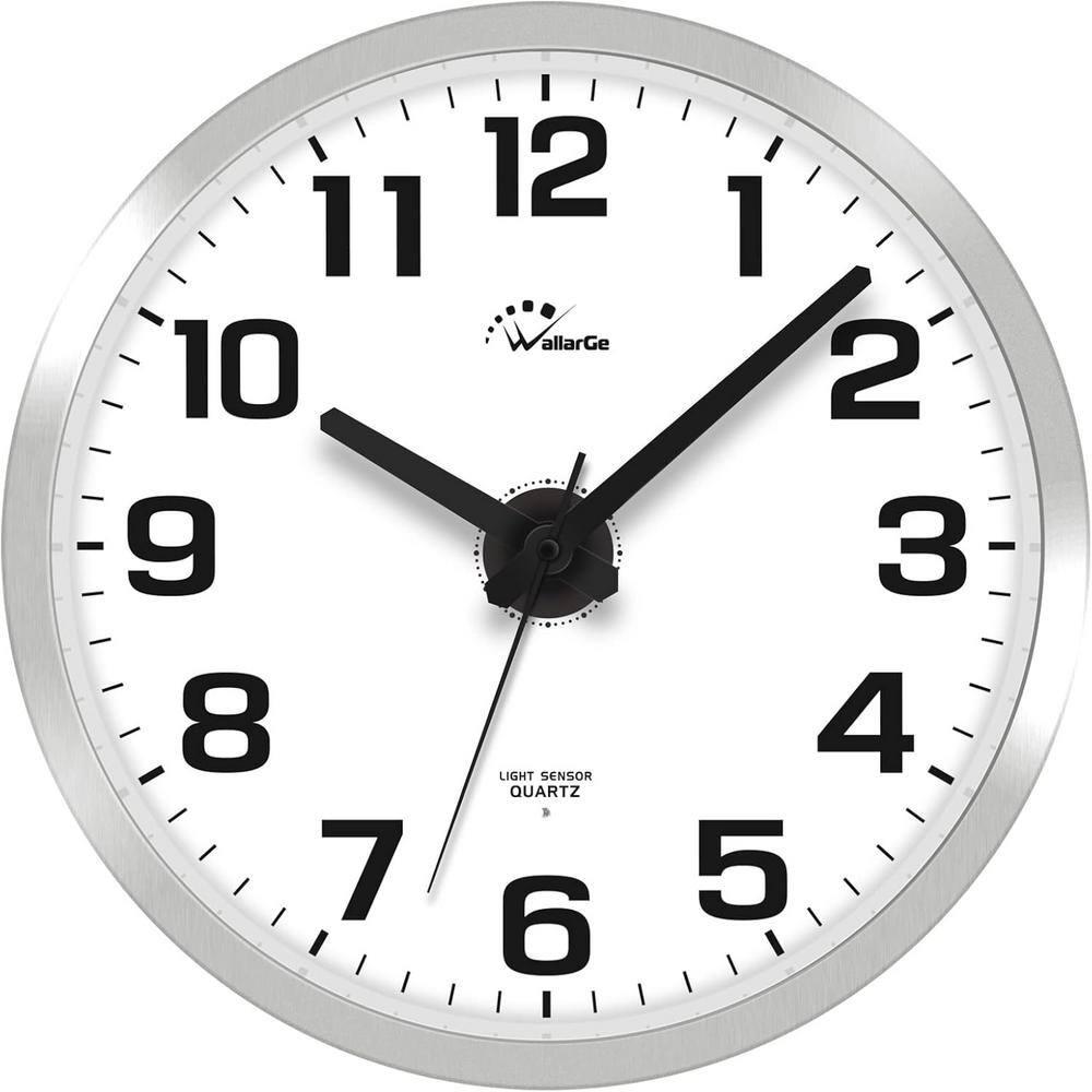 WallarGe Night Light Wall Clock for Bedroom - Silent Lighted up Wall Clock Glow in The Dark, Battery Operated Wall Clocks for Living Room/Kitchen, Easy to Read Large Digital Display, 12 Inch