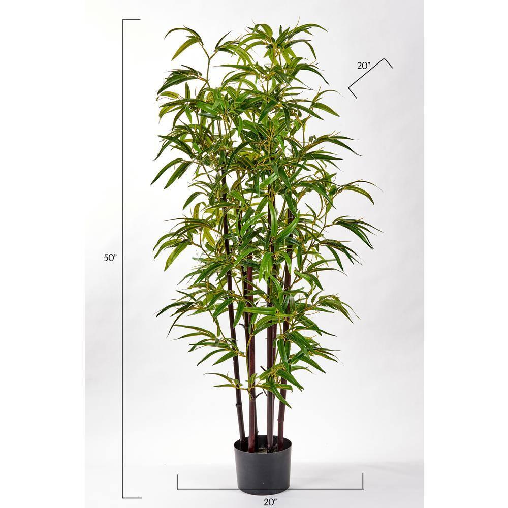 Eternal Spring 49" Silk Bamboo Potted Plant in Black Pot