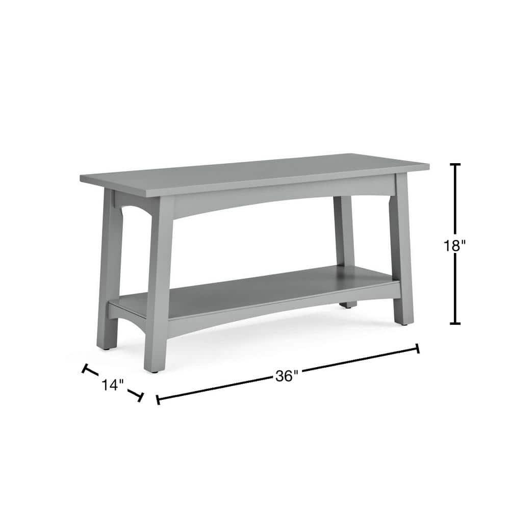Alaterre Craftsbury 36 in. Sturdy Pine Wood Entryway Bench, Open Design Accent Furniture, Gray
