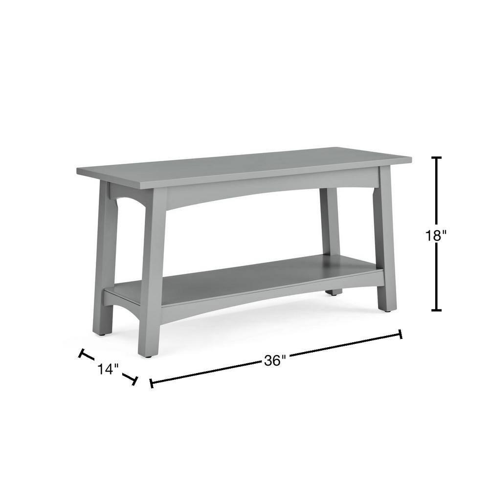 Alaterre Craftsbury 36 in. Sturdy Pine Wood Entryway Bench, Open Design Accent Furniture, Gray