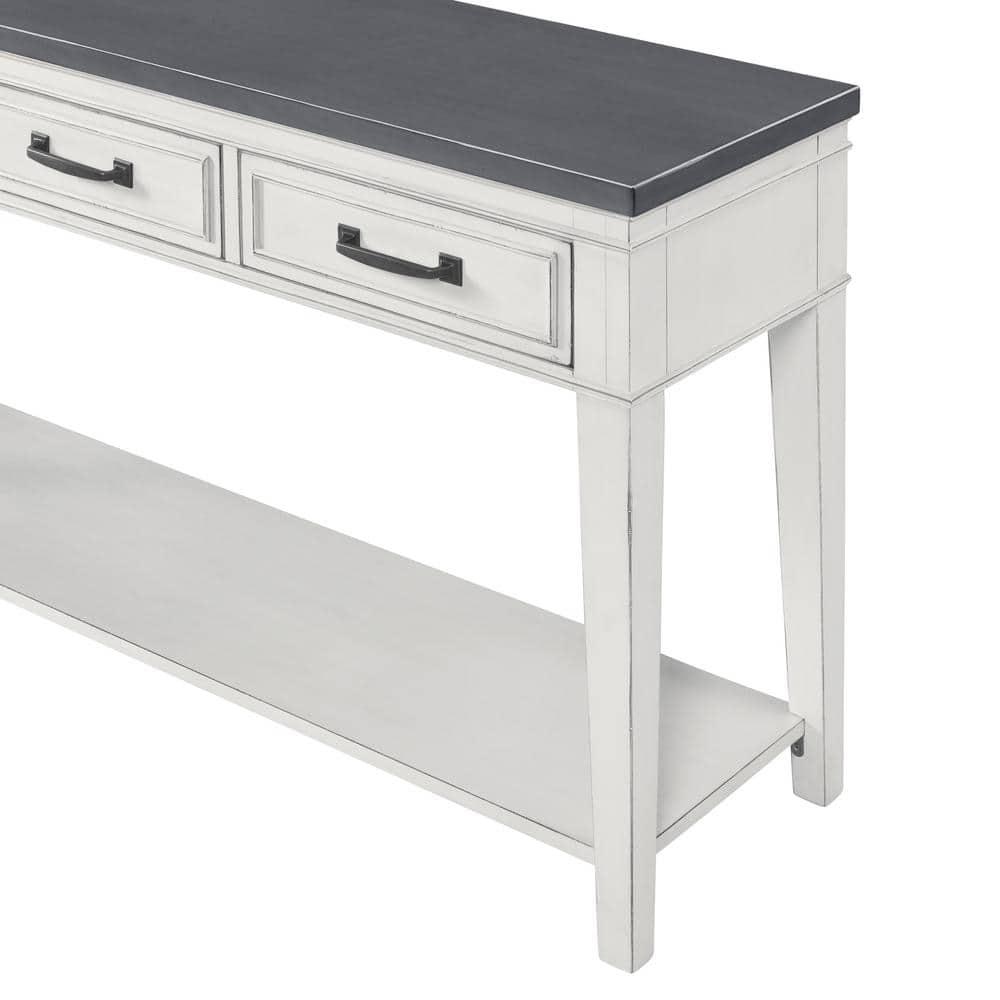 Martin Svensson Home Del Mar 3 Drawer Sofa Console Table White and Grey