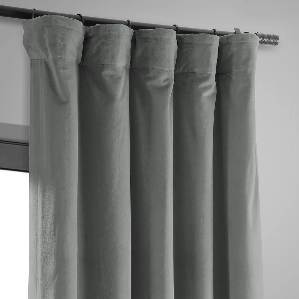 Half Price Drapes Signature Silver Grey Velvet Blackout Curtains for Bedrooms(1 Panel), 50WX 96L