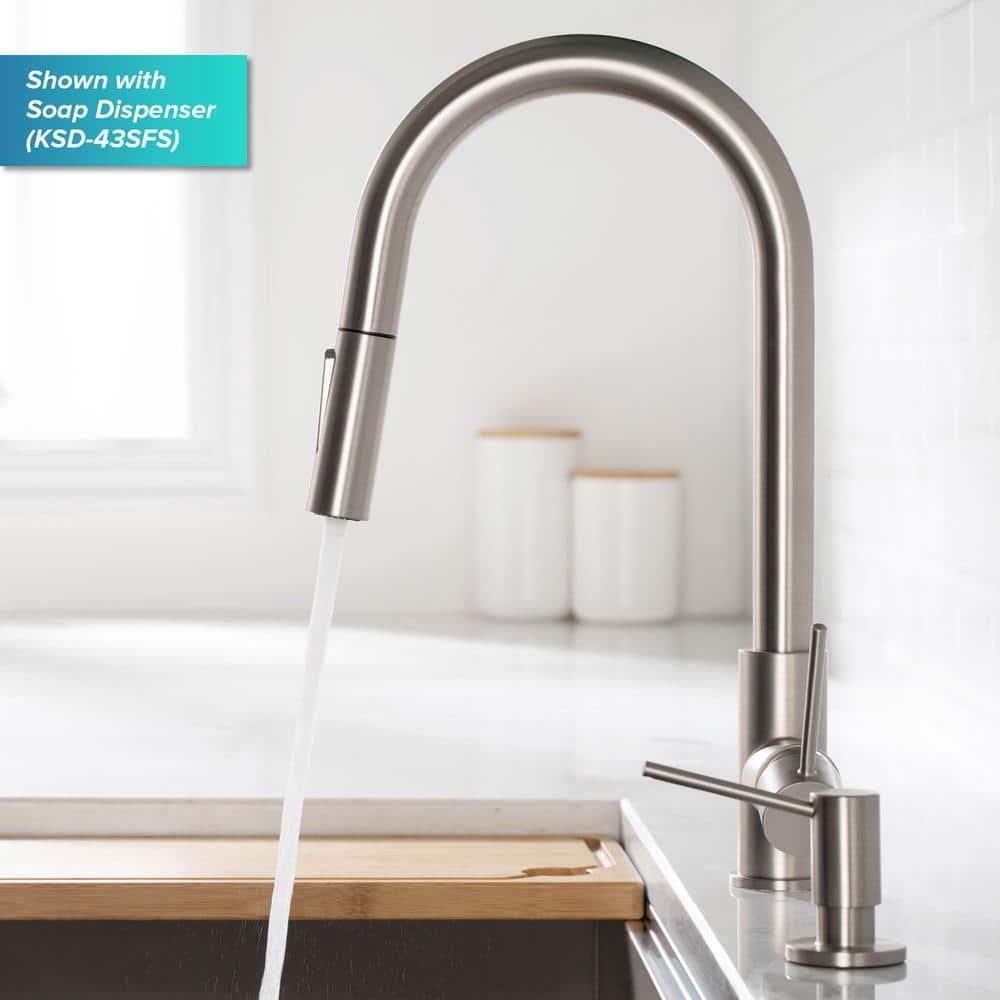 KRAUS Oletto Contemporary Pull-Down Single Handle Kitchen Faucet in Spot Free Stainless Steel, KPF-3104SFS