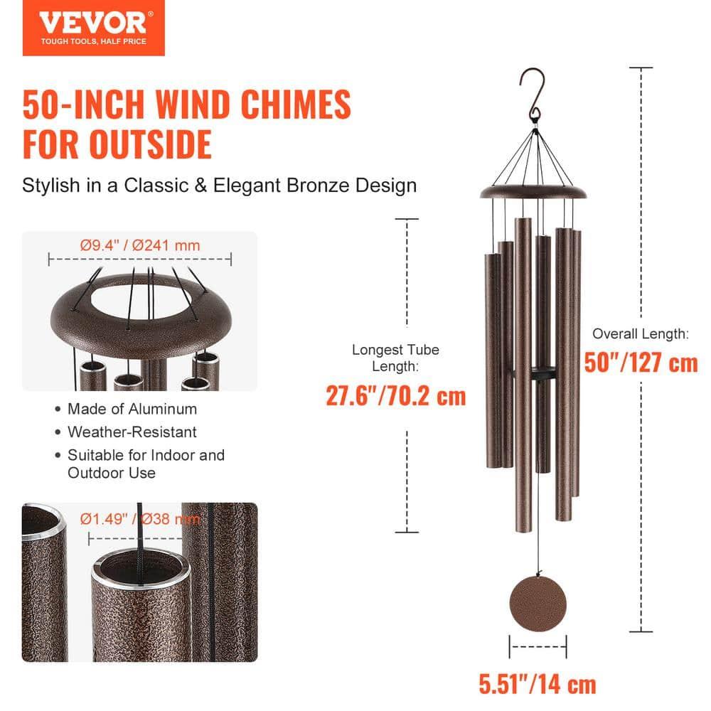 Wind Chimes for Outside, 50 in. Deep Tone Wind Chimes, Unique Large Memorial Wind Chimes for Anniversary, Hand-Tuned