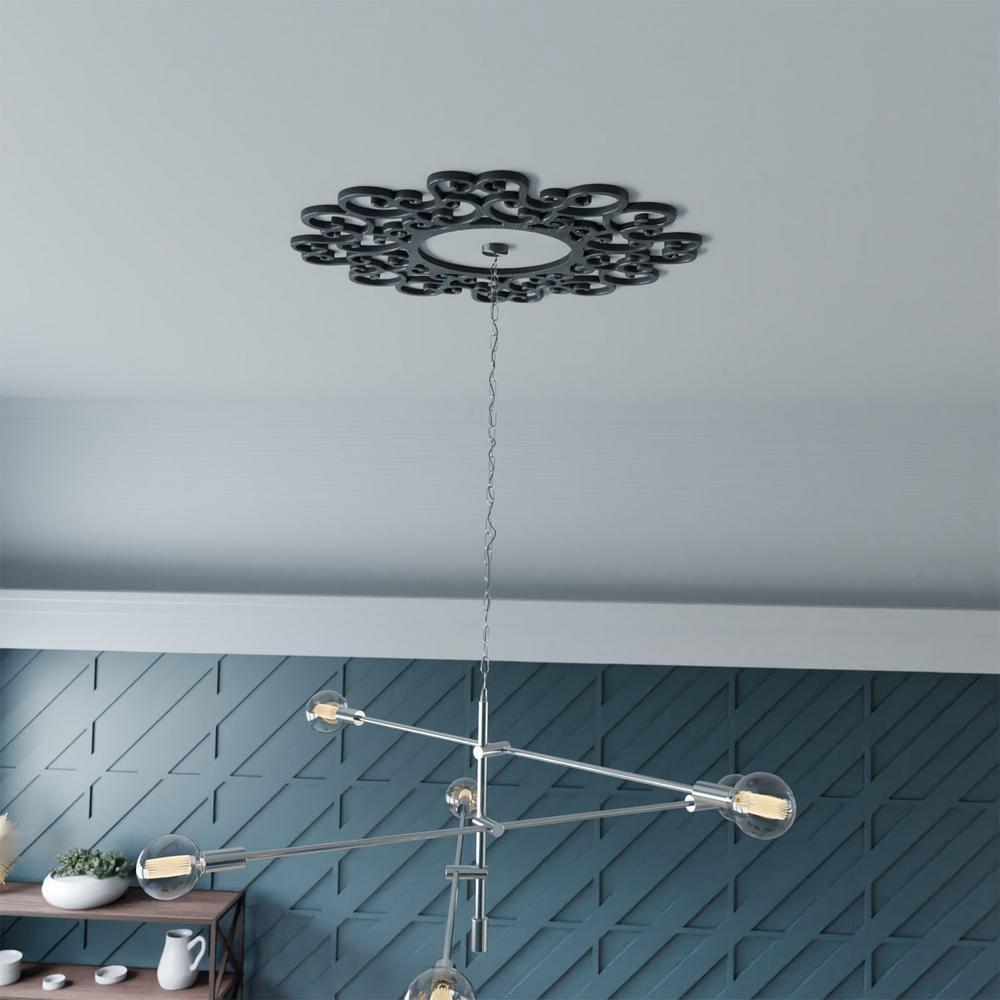 26"OD x 9 7/8"ID x 3/4"P Reims Architectural Grade PVC Pierced Ceiling Medallion, Antiqued Brass