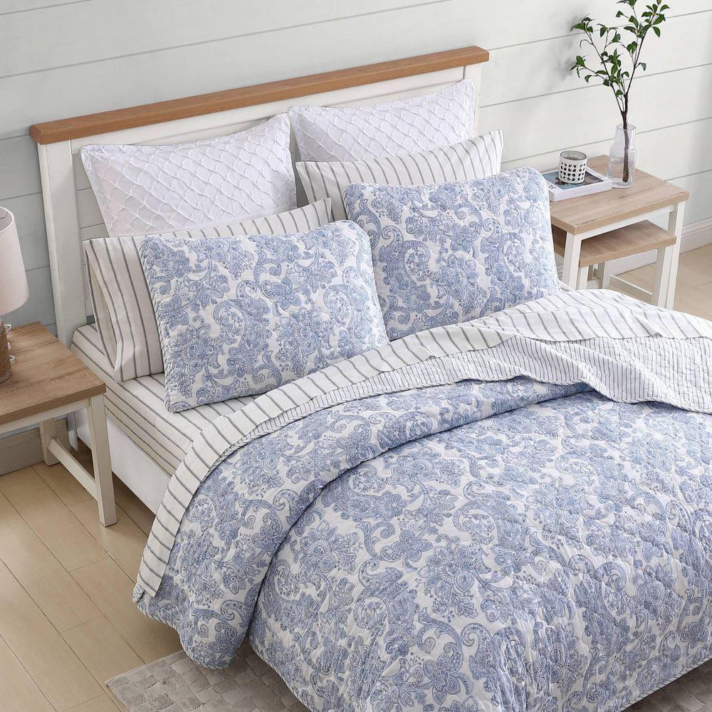 Stone Cottage Bedding Stone Cottage Field Of Paisley Cotton Reversible Blue Quilt Set, King