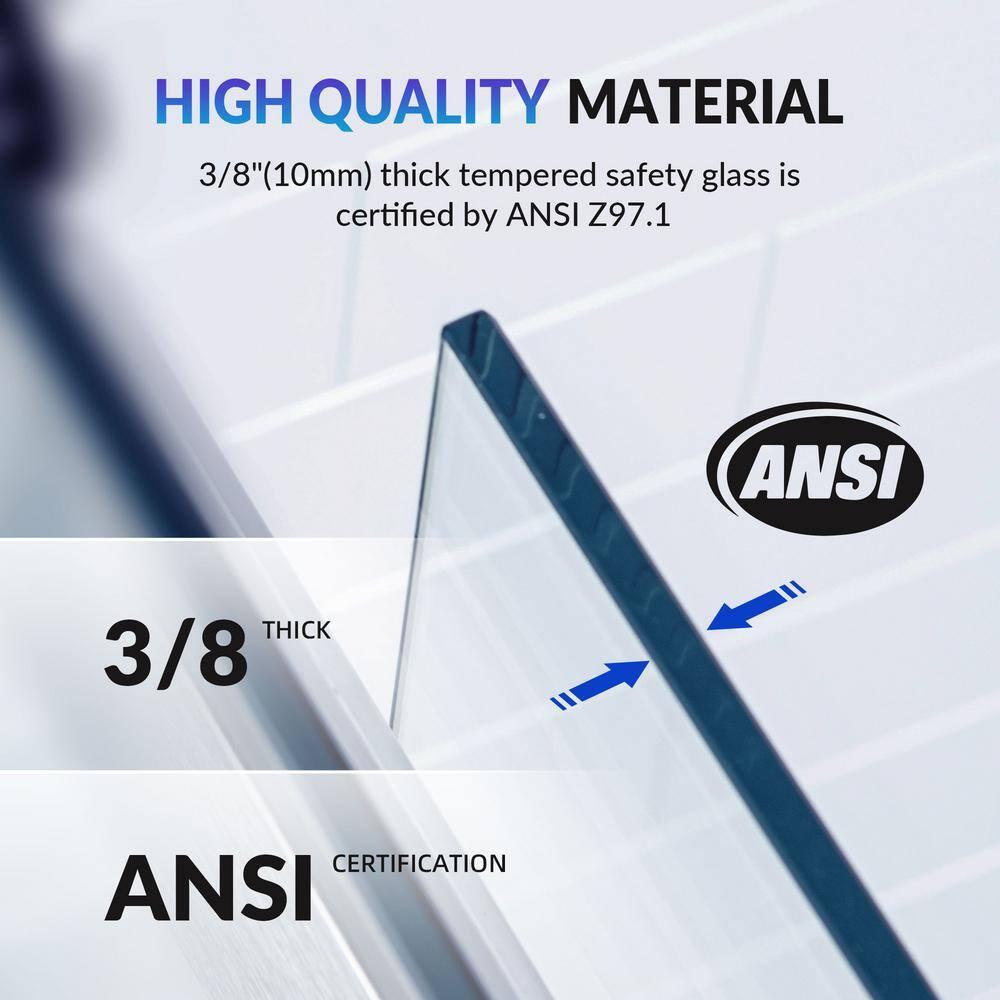 WoodBridge Frameless Single Sliding Shower Doors, 56-60" W X 62" H With 5/16" Clear Tempered Glass And Explosion-Proof Film MSDF6062-C