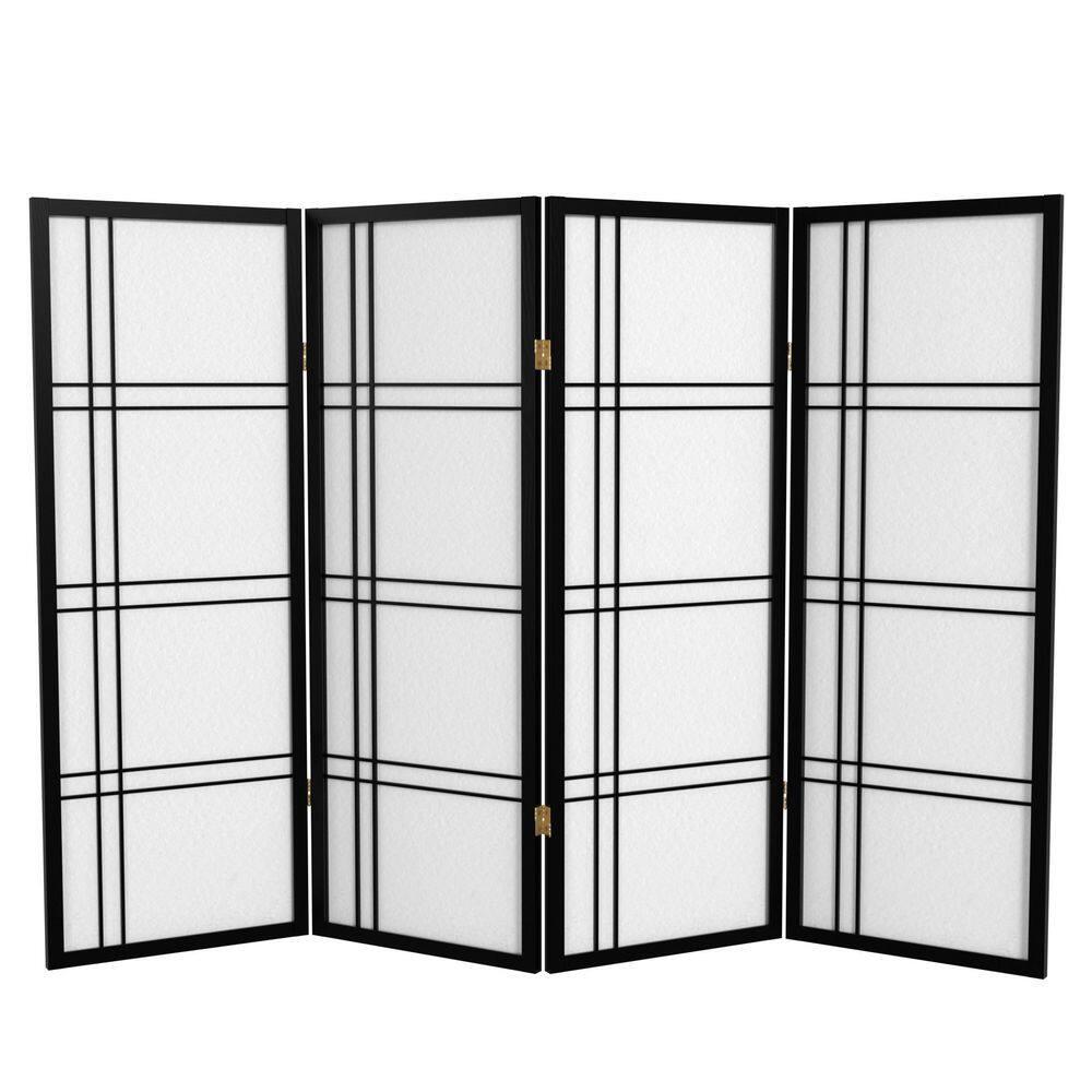 4 ft. Short Double Cross Shoji Screen - Black - 4 Panels