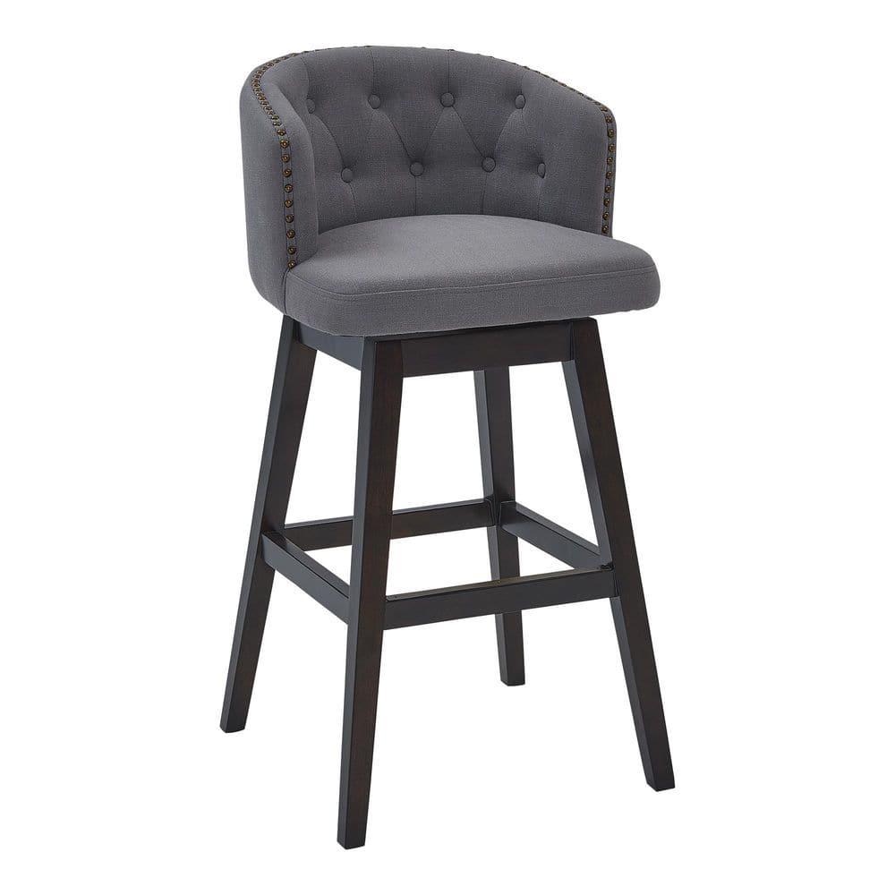 26" Celine Fabric Wood Swivel Tufted Counter Height Barstool - Armen Living
