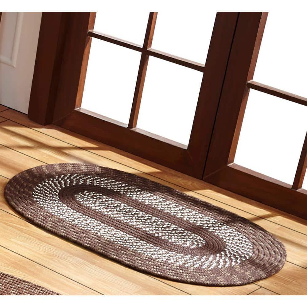Better Trends Newport Braid Reversible Indoor Utility Rug, 100% Polypropylene, 22" x 40" Oval, Brown