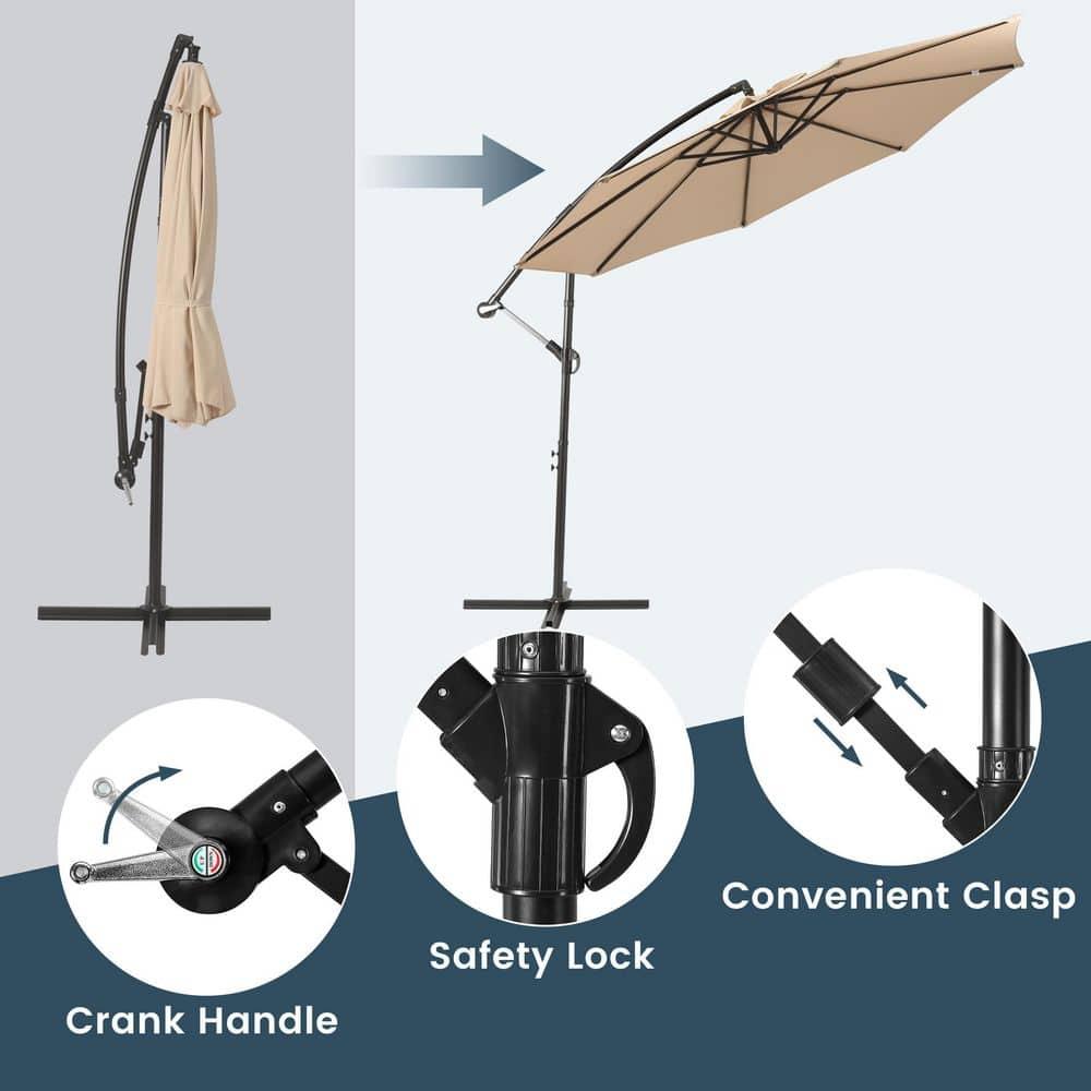 LAUSAINT HOME 10 ft Cantilever Patio Umbrella, Round Outdoor Beige Umbrella
