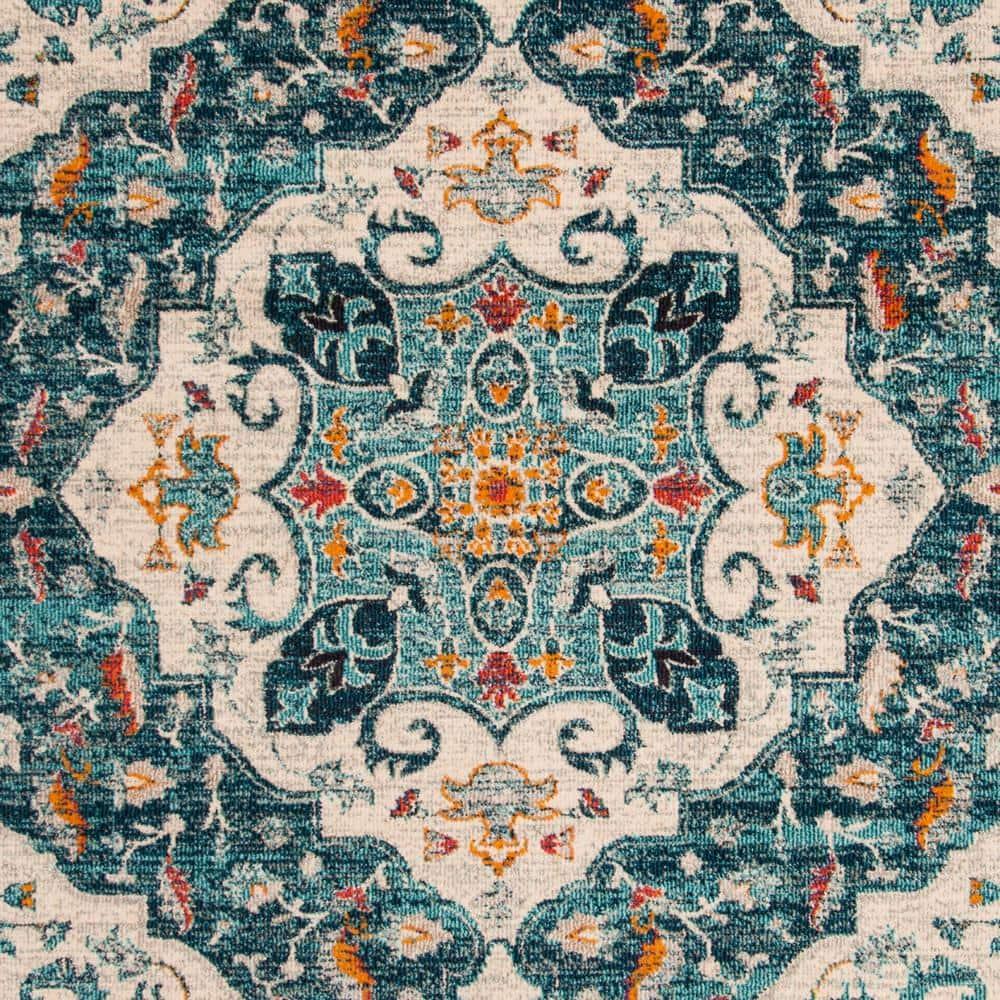 Phoenix PHX154 Power Loomed Indoor Area Rug - 8'x10' - Ivory/Blue - Safavieh