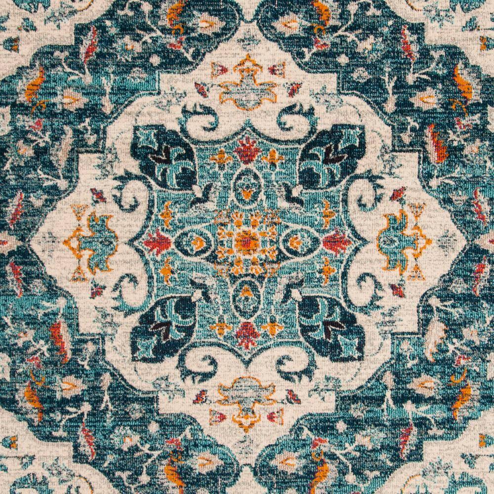 SAFAVIEH Phoenix Collection Area Rug - 9' x 12', Ivory & Blue, Boho Chic Oriental Medallion Design, Non-Shedding & Easy Care, Ideal for High Traffic Areas in Living Room, Bedroom (PHX154M)