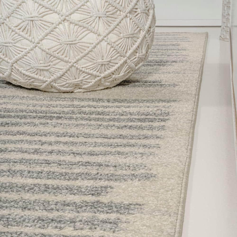 JONATHAN Y Khalil Modern Berber Stripe Cream/Gray 4 ft. x 6 ft. Area Rug