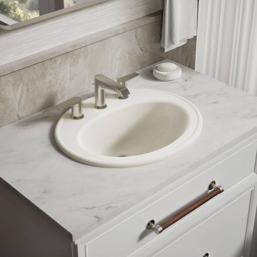 Pennington Ceramic Oval Drop-In Bathroom Sink with Overflow