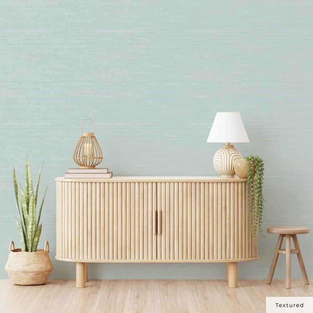 Tempaper & Co.® Faux Horizontal Grasscloth Removable Peel and Stick Wallpaper, Textured Seaglass, 56 sq ft: Vinyl, Prepasted