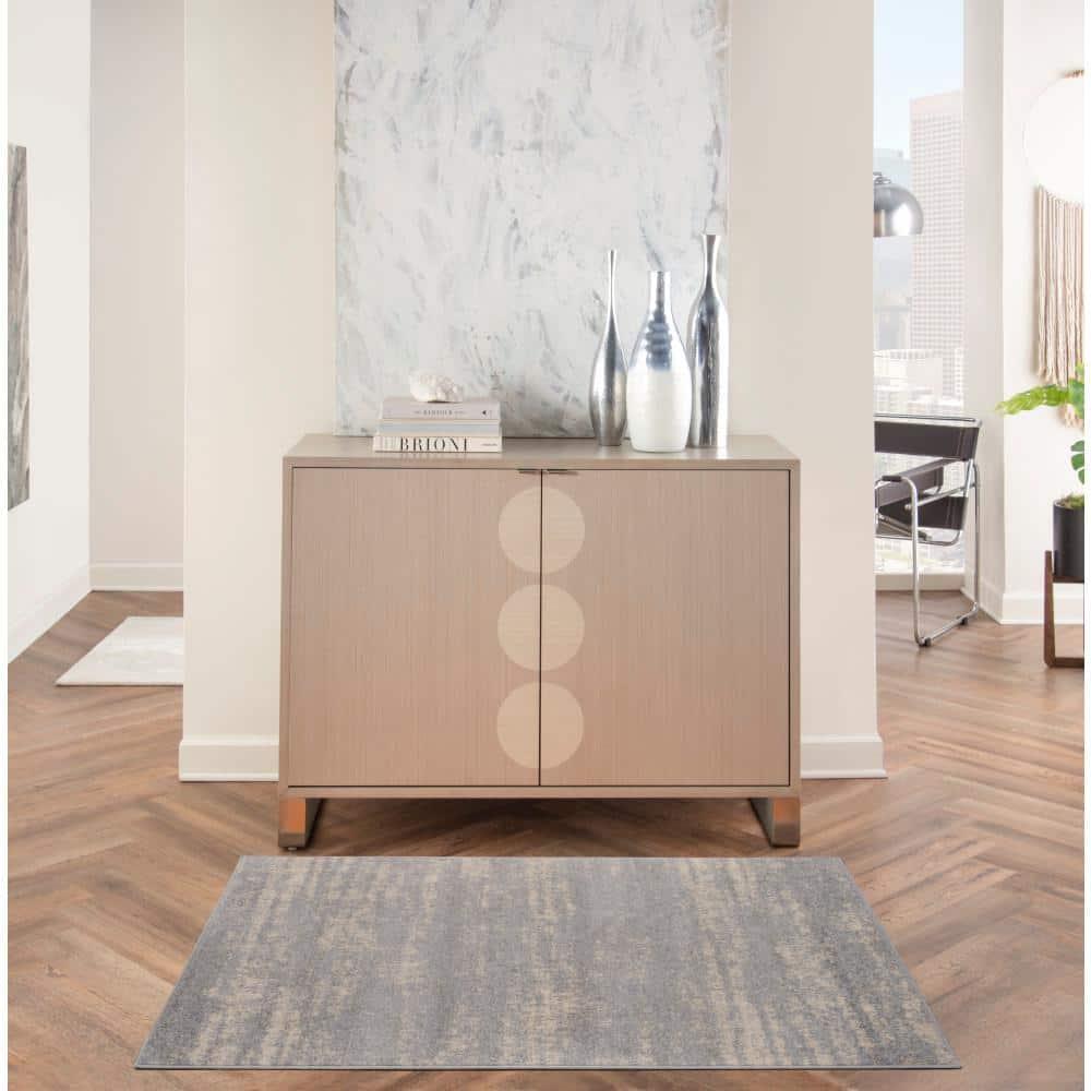 Nourison Essentials 3' x 5' Grey/Beige Modern Indoor/Outdoor Rug