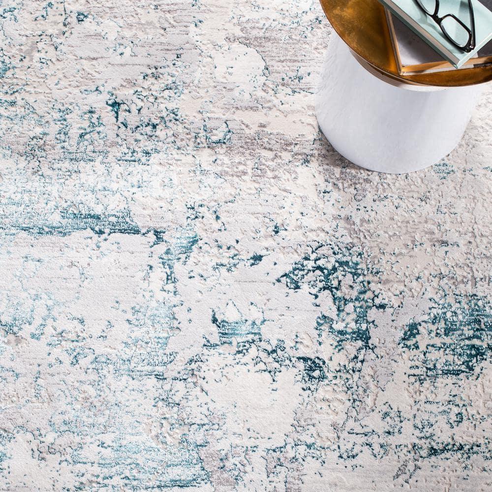 Amalfi AMF572 Power Loomed Area Rug - Cream/Turquoise - 5'3"x7'6" - Safavieh.
