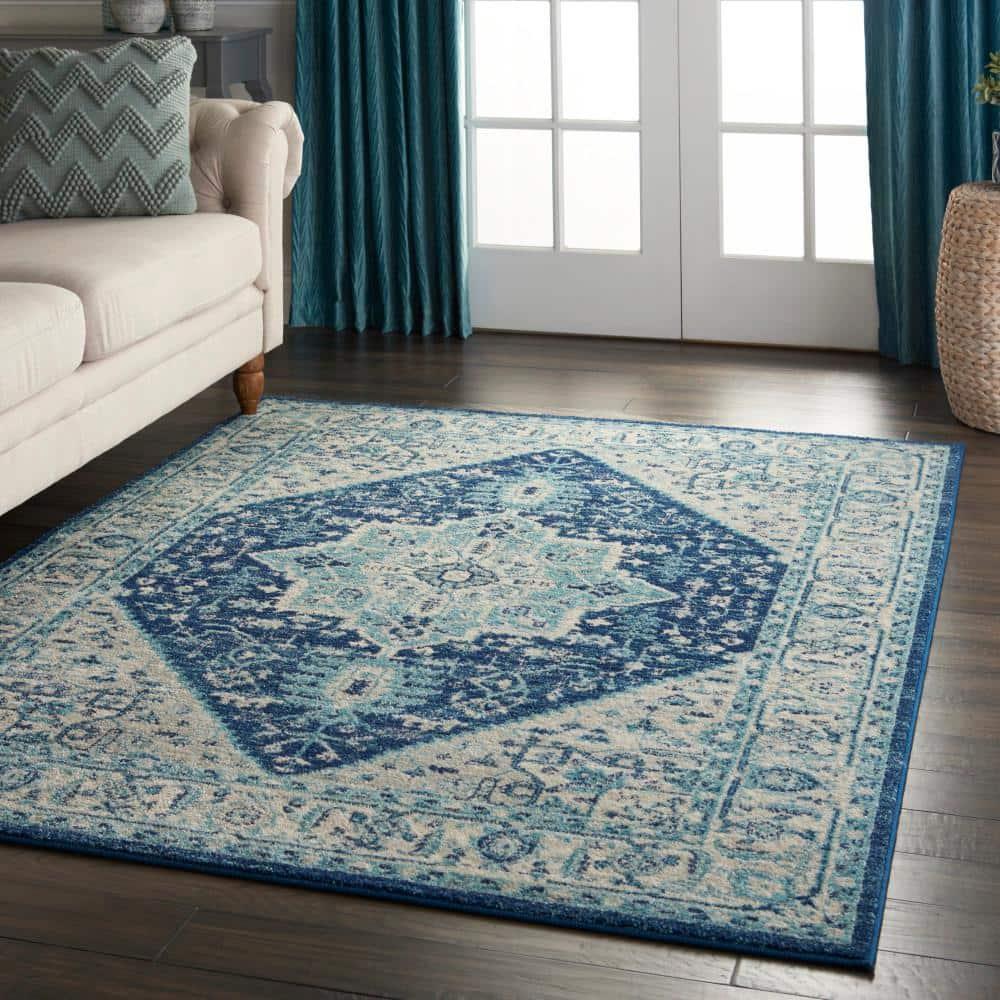 Nourison Tranquil Persian Indoor Rug Ivory Navy 4' x 6'