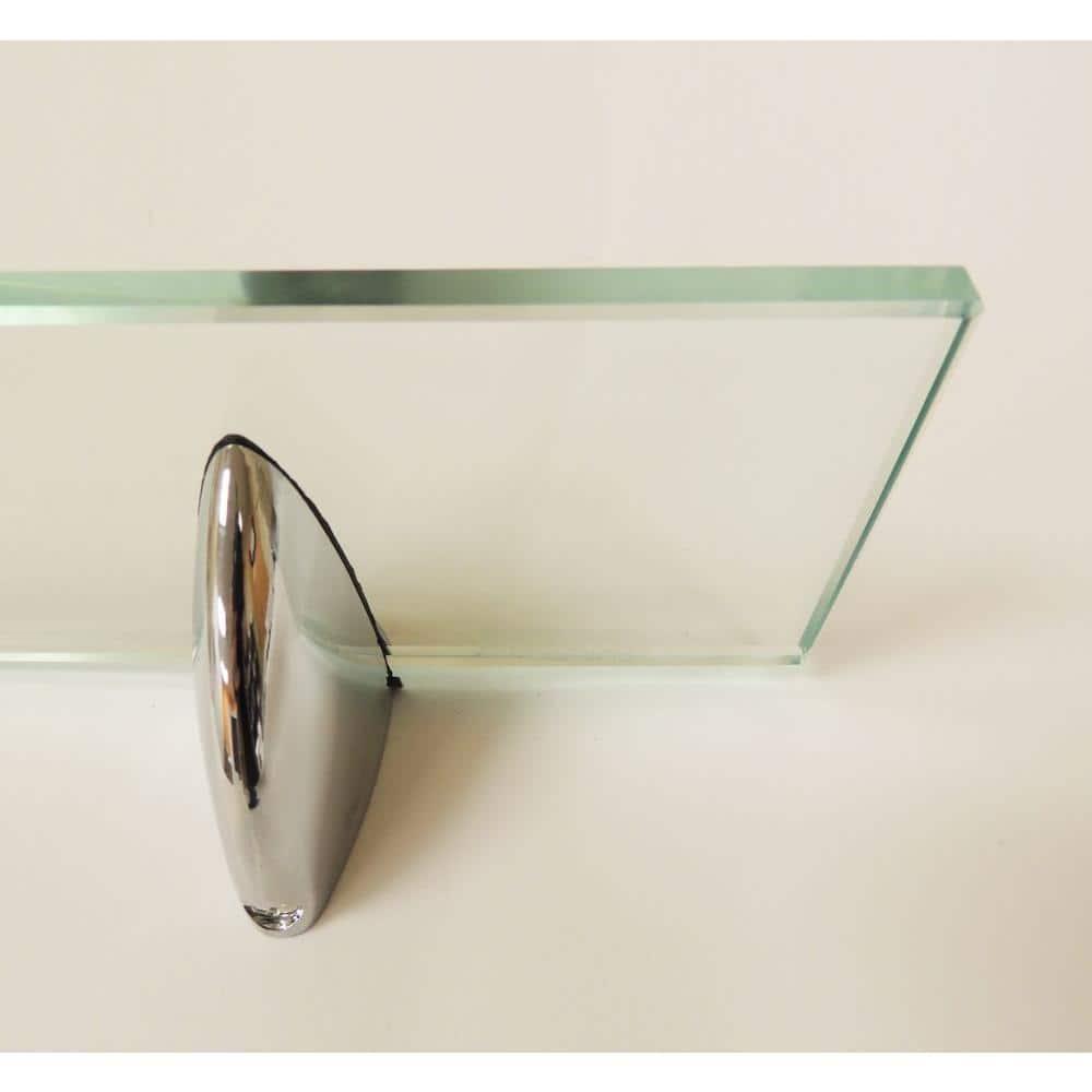 InPlace Glass Bracketed Wall Shelf, Clear Glass Floating Shelf, 18" W x 3" D x 2" H