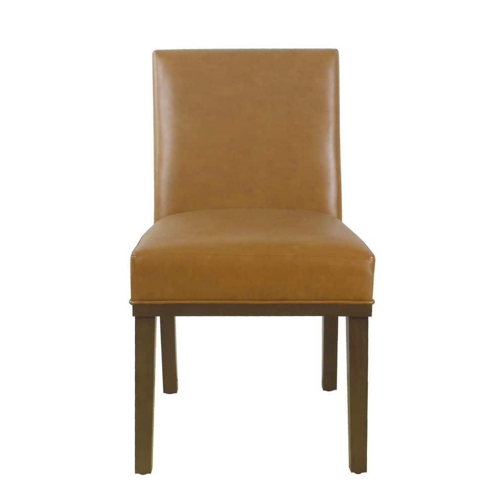 Kolbe Dining Chair Carmel Faux Leather - HomePop: Espresso Legs, PVC Upholstery, Spot Clean