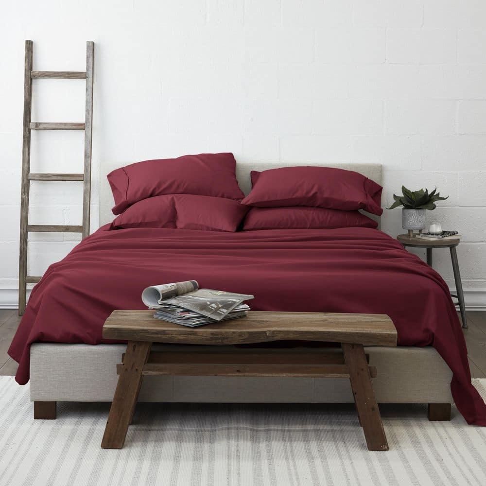 Solid 6 Piece Sheet Set - Ultra Soft - Becky Cameron (Extra Pillow Cases!), Burgundy, King