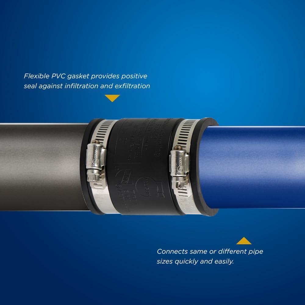 1-1/2 in. PVC Flexible Coupling with Stainless Steel Clamps