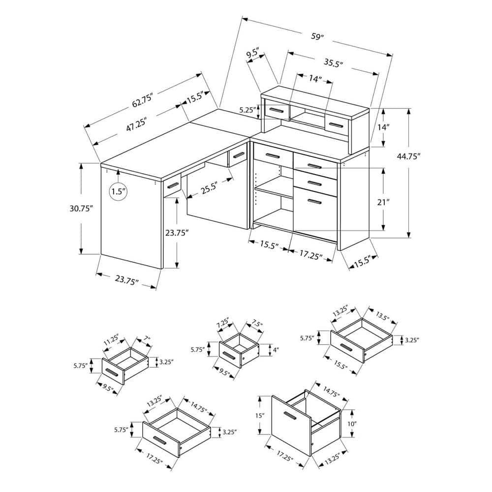 Monarch Specialties Computer Desk, Corner, L Shape, Work, Laptop, Black And Grey Laminate