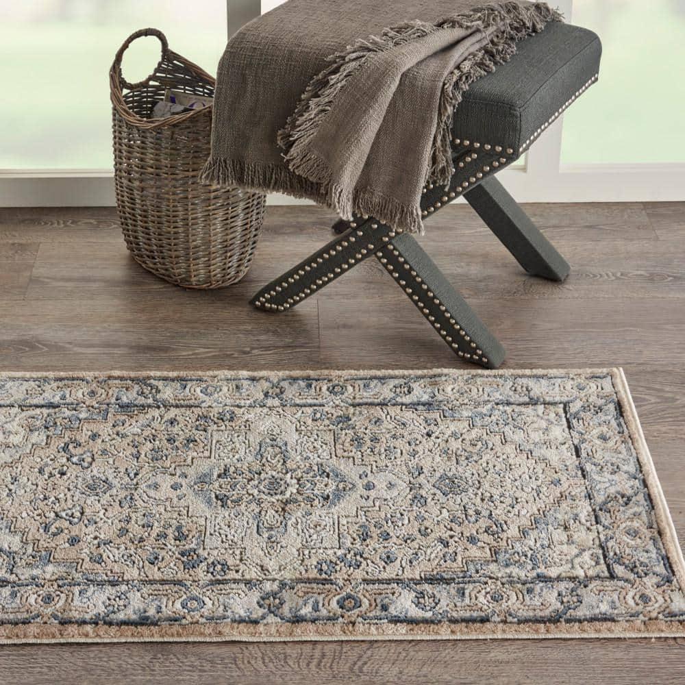 Nourison Concerto Center Medallion Indoor Rug Beige Grey 2'2" x 3'9"