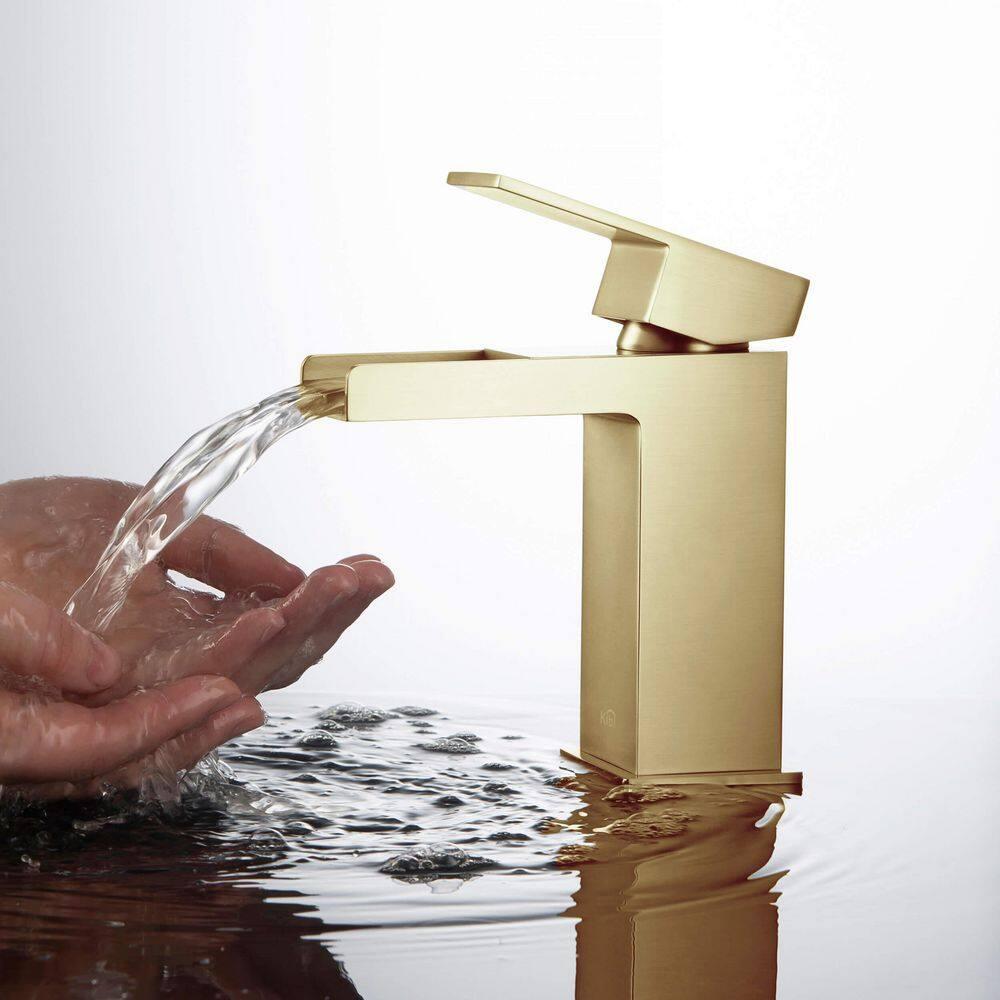 Kibi USA Single-handle Bathroom Vanity Sink Faucet w/ Water Hose Brushed Gold Brushed