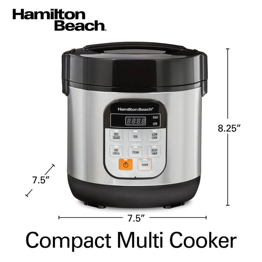 Hamilton Beach Compact Multi Cooker, 1.5 Quart, with Rice Cooker, Egg Cooker, Slow Cooker, Food Steamer and Cereal Functions, 37524