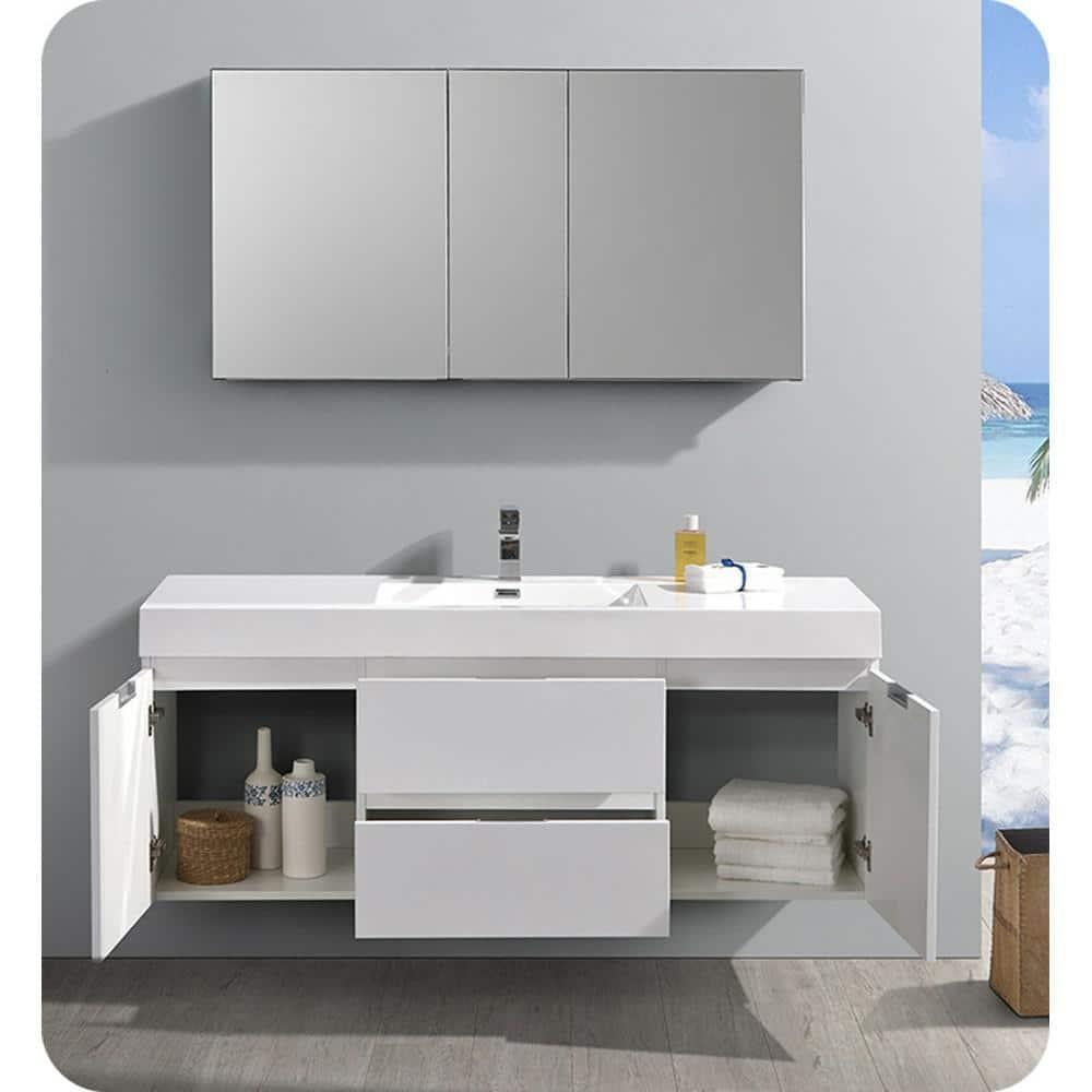 Valencia 60" Wall Mount Single Sink Bathroom Vanity Base Only (Top and Sink Not Included)