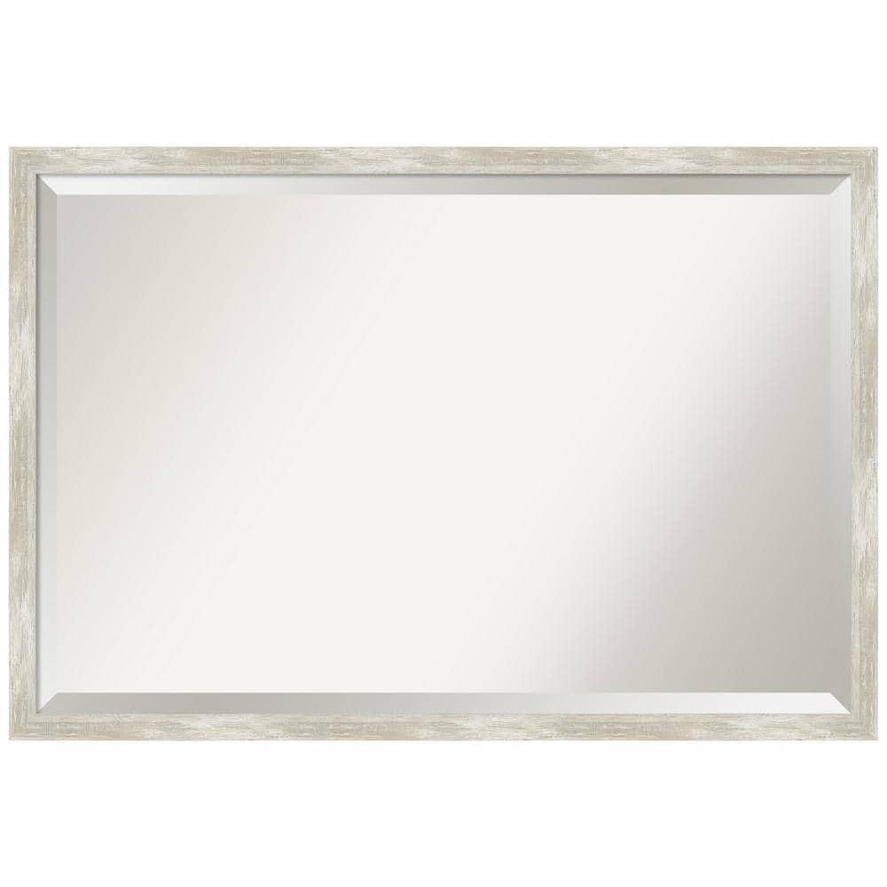 38"x26" Crackled Narrow Framed Bathroom Vanity Wall Mirror Metallic - Amanti Art: Beveled, Wall Mount, Modern Design